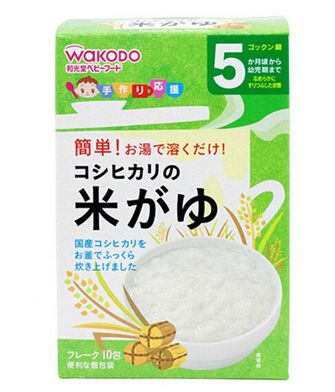 Wakodo 和光堂 宝宝辅食高钙纯白米糊 5g*10小袋 *6件