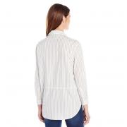 Calvin Klein Jeans Railroad Stripe Print Easy Boyfriend Button 女士衬衫