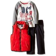 Calvin Klein Red Puffy Vest with Tee and Pants 男童三件套