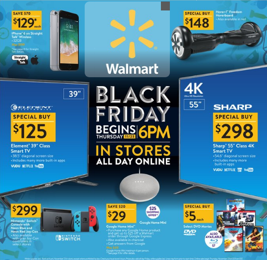 Walmart沃尔玛黑五预告放出：55寸4K夏普仅售$298美元