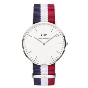 Daniel Wellington Classic Nato Cambridge Silver Watch - Red/White/Blue