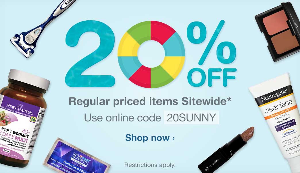 20% OFF Regular priced items Sitewide.* Use online code 20SUNNY. Restrictions apply. Shop now.