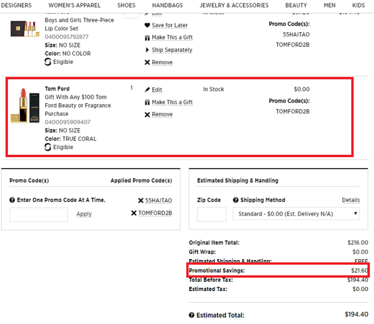 【】Saks Fifth Avenue：Tom Ford 彩妆护肤香水